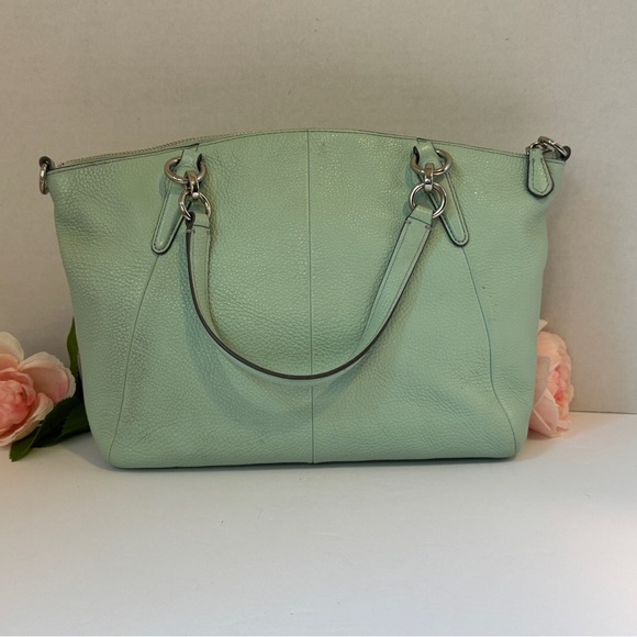 Coach Light Green Leather Satchel - Picture 6 of 8